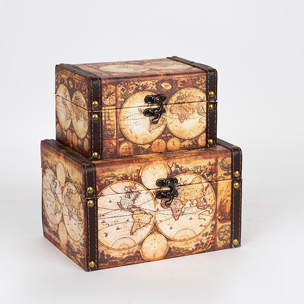 S/2 ΚΟΥΤΙΑ ΞΥΛΙΝΑ ΧΑΡΤΗΣ 20x14x12cm / 
16x11x9cm