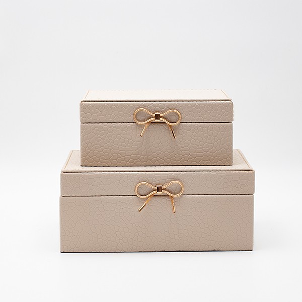 S/2 ΔΙΑΚΟΣΜΗΤΙΚΑ ΚΟΥΤΙΑ ΞΥΛΙΝΑ ΜΠΕΖ 25x15x11cm/ 20x12x9cm