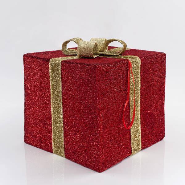 ΚΟΥΤΙ ΔΩΡΟΥ ΥΦΑΣΜΑΤΙΝΟ, ΚΟΚΚΙΝΟ ΜΕ ΧΡΥΣΗ ΚΟΡΔΕΛΑ, 50cm