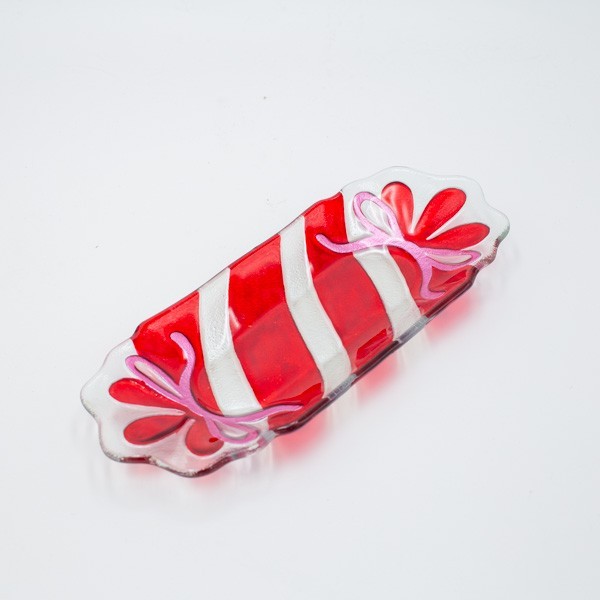 ΠΙΑΤΕΛΑ CANDY ΟΡΘΟΓΩΝΙΑ, ΑΣΗΜΙ ΚΟΚΚΙΝΟ, ΓΥΑΛΙΝΗ ΔΙΑΚΟΣΜΗΤΙΚΗ, 12x31cm