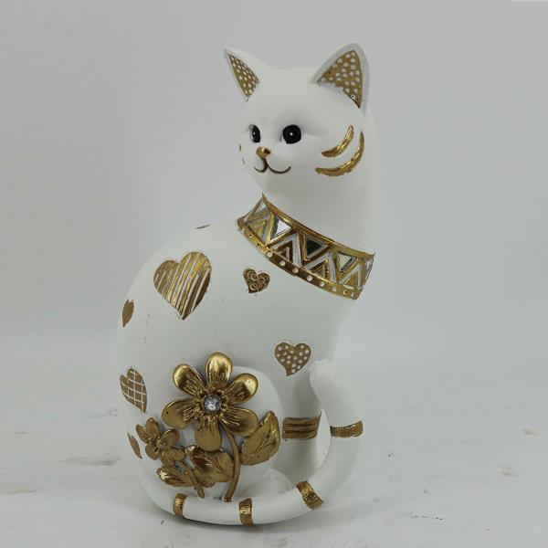 ΓΑΤΑ ΛΕΥΚΗ - ΧΡΥΣΗ 10x7x17.5cm