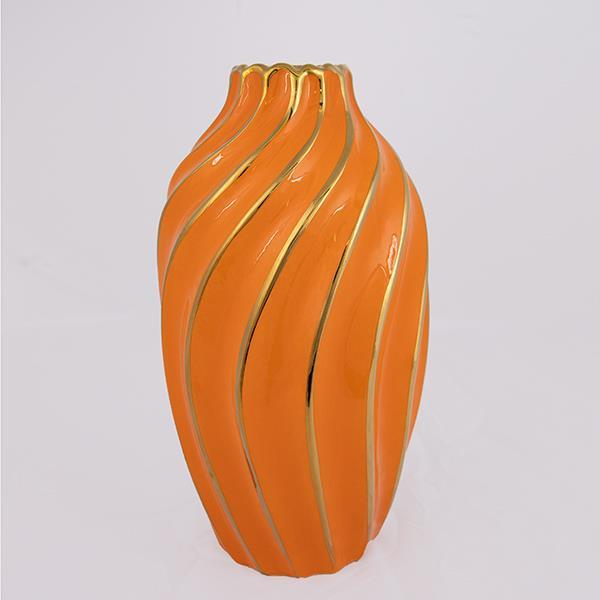 ΒΑΖΟ ΚΕΡΑΜΙΚΟ ΠΟΡΤΟΚΑΛΙ - ΧΡΥΣΟ 17x17x30.5cm