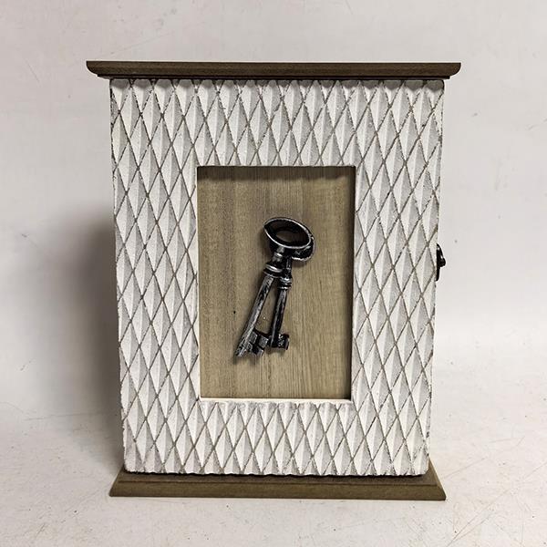 ΚΛΕΙΔΟΘΗΚΗ ΞΥΛΟΓΛΥΠΤΗ ΛΕΥΚΗ - ΚΑΦΕ 21x6x26cm