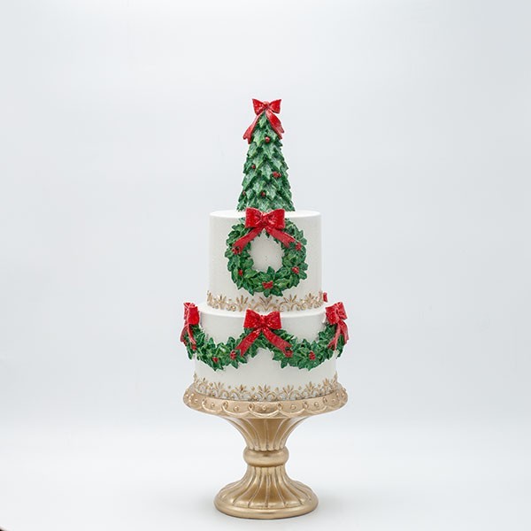 ΤΟΥΡΤΑ ΠΟΛΥΡΕΖΙΝ, ΜΕ ΧΡΙΣΤΟΥΓΕΝΝΙΑΤΙΚΟ ΔΕΝΤΡΟ, 16.5x16.5x41.5cm