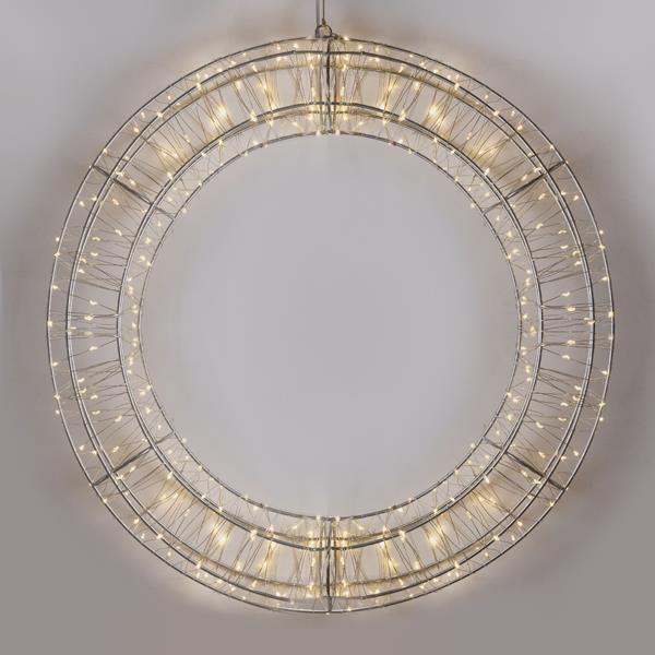 ΣΤΕΦΑΝΙ 70cm, 600 LED, 4,5V ΜΕΤΑΣΧΗΜΑΤΙΣΤΗ, TIMER, ΑΣΗΜΙ ΜΕΤΑΛΛΙΚΟΣ ΣΚΕΛΕΤΟΣ, ΑΣΗΜΙ ΧΑΛΚΙΝΟ ΚΑΛΩΔΙΟ, ΘΕΡΜΟ ΛΕΥΚΟ LED, ΠΡΟΕΚΤΑΣΗ ΠΑΡΟΧΗΣ 5m, IP44
