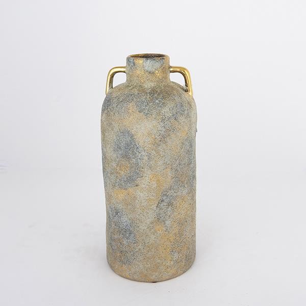 ΒΑΖΟ ΚΕΡΑΜΙΚΟ ΓΚΡΙ - ΧΡΥΣΟ 13.5x13.5x30cm