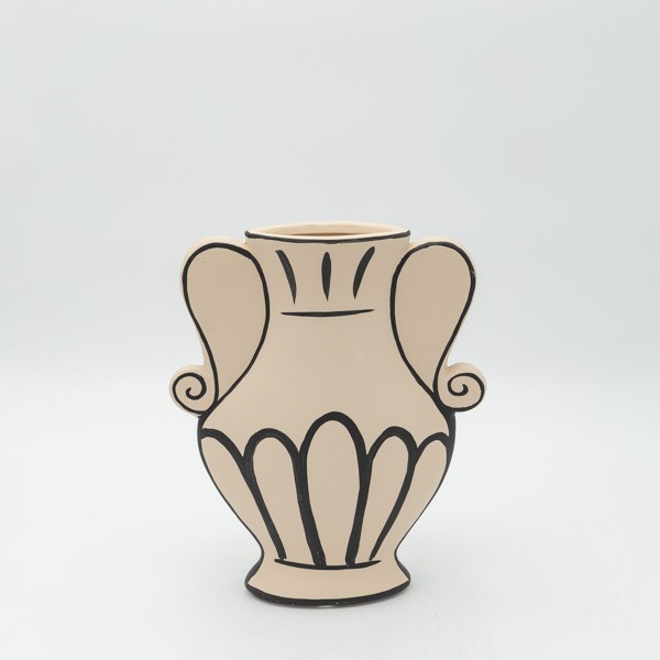 BAZO ΑΜΦΟΡΕΑΣ ΚΕΡΑΜΙΚΟ ΜΠΕΖ-ΜΑΥΡΟ 19.3x5.5x22.9cm