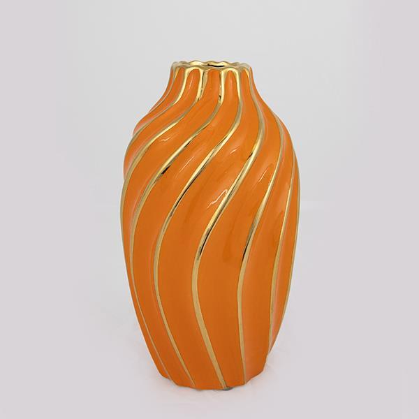 ΒΑΖΟ ΚΕΡΑΜΙΚΟ ΠΟΡΤΟΚΑΛΙ - ΧΡΥΣΟ 14x14x24.5cm