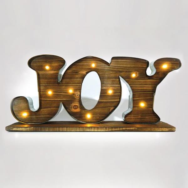 ΕΠΙΓΡΑΦΗ ΞΥΛΙΝΗ, "JOY", ΦΩΤΙΖΟΜΕΝΗ, 50x9x23cm