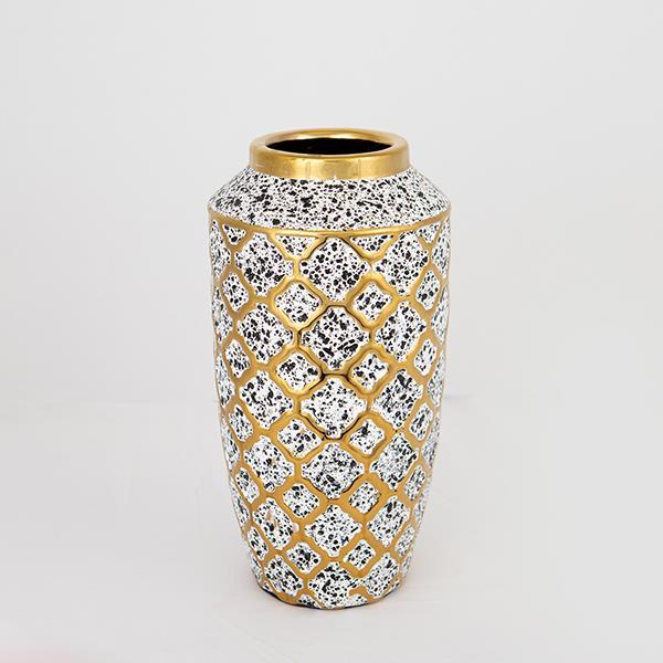 ΒΑΖΟ ΚΕΡΑΜΙΚΟ ΧΡΥΣΟ - ΛΕΥΚΟ - ΜΑΥΡΟ 13x13x25cm