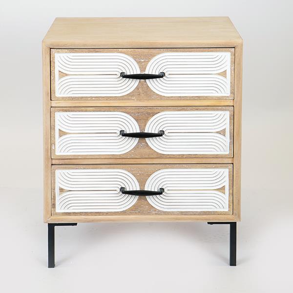 ΚΟΜΟΔΙΝΟ ΞΥΛΙΝΟ NATURAL - ΛΕΥΚΟ 48x36.50x60cm
