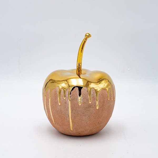 ΔΙΑΚΟΣΜΗΤΙΚΟ ΜΗΛΟ ΚΡΕΜ-ΧΡΥΣΟ 13x13x17cm