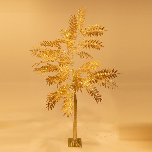 ΧΡΥΣΟ ΔΕΝΤΡΟ ΜΕ ΠΛΑΤΥ ΦΥΛΛΟ 2,1m, 4,5V ΜΕΤΑΣΧΗΜΑΤΙΣΤΗ, 180 ΘΕΡΜΑ ΛΕΥΚΑ MINI LED, ΠΡΟΕΚΤΑΣΗ ΠΑΡΟΧΗΣ 3m, IP44