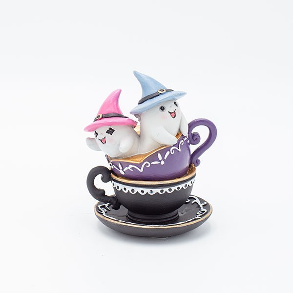 ΦΑΝΤΑΣΜΑΤΑΚΙΑ ΜΕ ΡΟΖ ΚΑΙ ΓΑΛΑΖΙΟ ΚΑΠΕΛΑΚΙ, ΣΕ ΦΛΥΤΖΑΝΑΚΙΑ, HALLOWEEN, 8.7x7.8x10.8cm