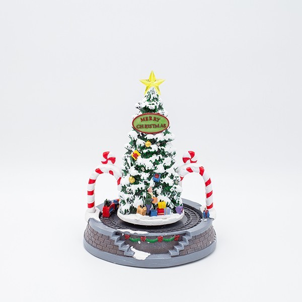 ΧΡΙΣΤΟΥΓΕΝΝΙΑΤΙΚΟ ΔΕΝΤΡΟ ΜΕ ΤΡΕΝΑΚΙ ΚΑΙ CANDY ΚΑΜΑΡΕΣ, ΜΕ ΦΩΣ ΚΑΙ ΚΙΝΗΣΗ, ΜΕ ΜΕΤΑΣΧΗΜΑΤΙΣΤΗ, 19.7x19.7x25cm