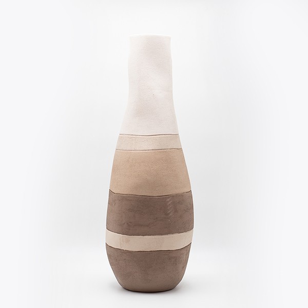 ΒΑΖΟ ΚΕΡΑΜΙΚΟ ΕΚΡΟΥ-ΜΠΕΖ-ΚΑΦΕ 21x21x58.5cm