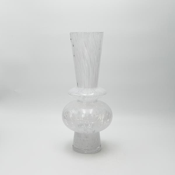 ΒΑΖΟ ΓΥΑΛΙΝΟ ΜΕ ΛΕΥΚΕΣ ΛΕΠΤΟΜΕΡΕΙΕΣ 15x15x34.5cm
