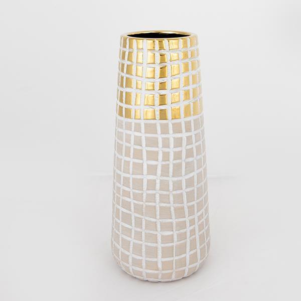 ΒΑΖΟ ΚΕΡΑΜΙΚΟ ΜΠΕΖ - ΧΡΥΣΟ 14x14x32cm