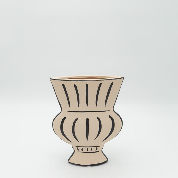 BAZO ΑΜΦΟΡΕΑΣ ΚΕΡΑΜΙΚΟ ΜΠΕΖ-ΜΑΥΡΟ 17x5.5x21cm