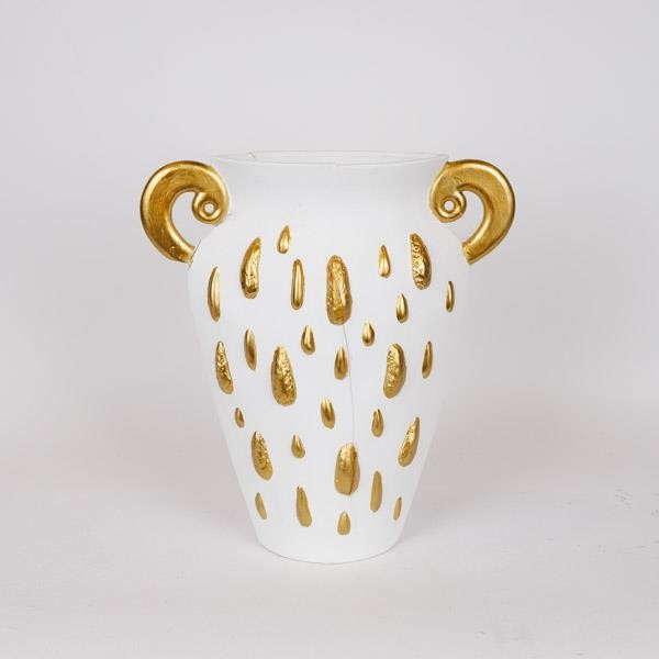 ΒΑΖΟ ΚΕΡΑΜΙΚΟ ΛΕΥΚΟ-ΧΡΥΣΟ 33.5x15.2x37.5cm