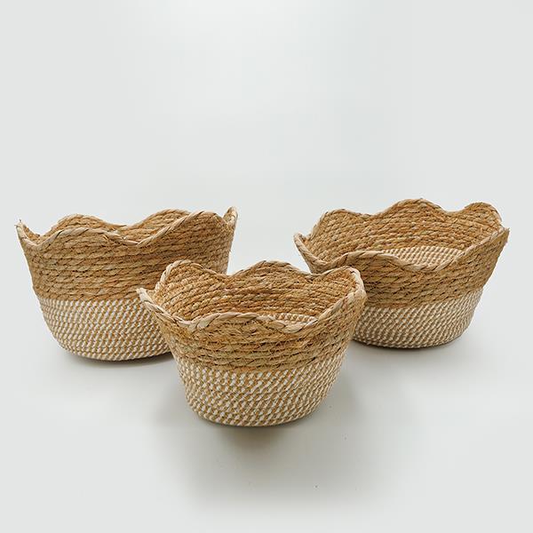 S/3 ΚΑΛΑΘΙΑ ΨΑΘΙΝΑ ΚΑΦΕ-ΜΠΕΖ 34x22cm /30x19cm /25x13cm