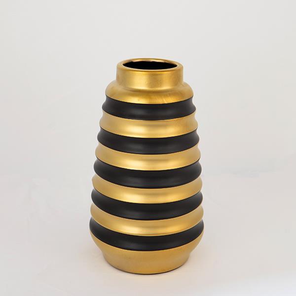 ΒΑΖΟ ΚΕΡΑΜΙΚΟ ΜΑΥΡΟ - ΧΡΥΣΟ 14x14x25cm