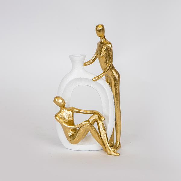ΒΑΖΟ ΠΟΛΥΡΕΖΙΝ ΛΕΥΚΟ - ΧΡΥΣΟ 14x7.5x26cm