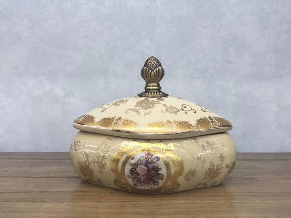 ΦΟΝΤΑΝΙΕΡΑ ΠΟΡΣΕΛΑΝΙΝΗ ΜΠΕΖ - ΧΡΥΣΗ 18x14x14cm